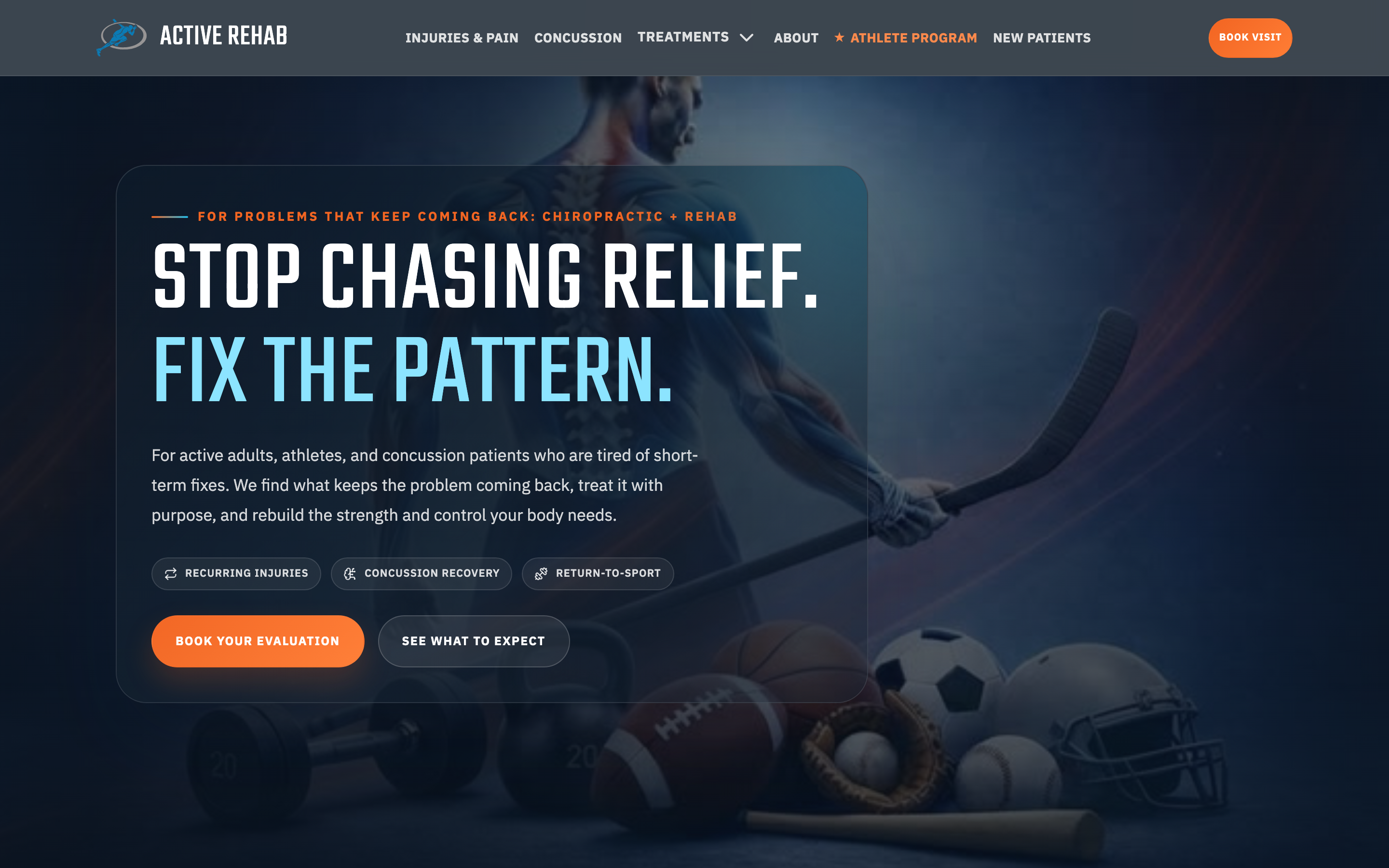 Active Rehab Chiropractic desktop homepage
