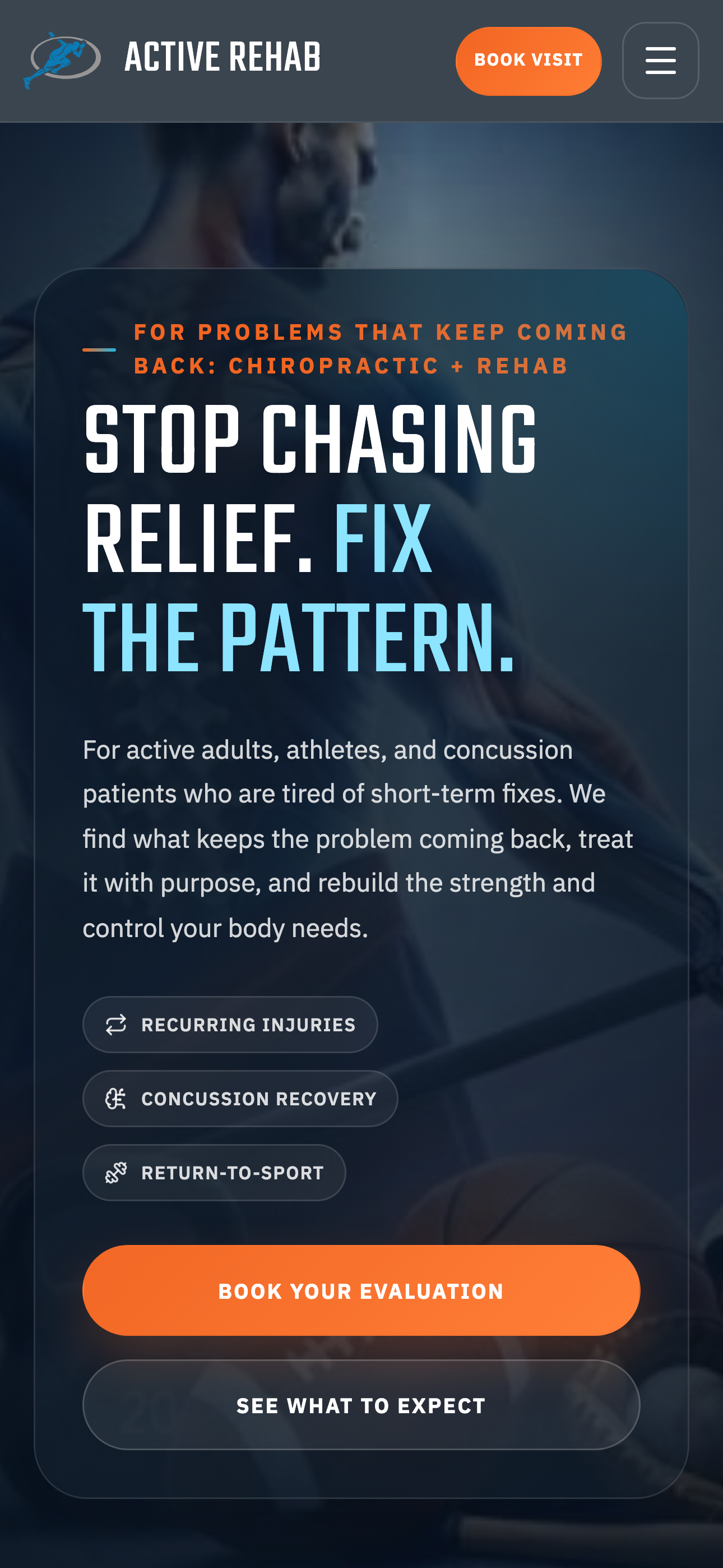 Active Rehab Chiropractic mobile homepage