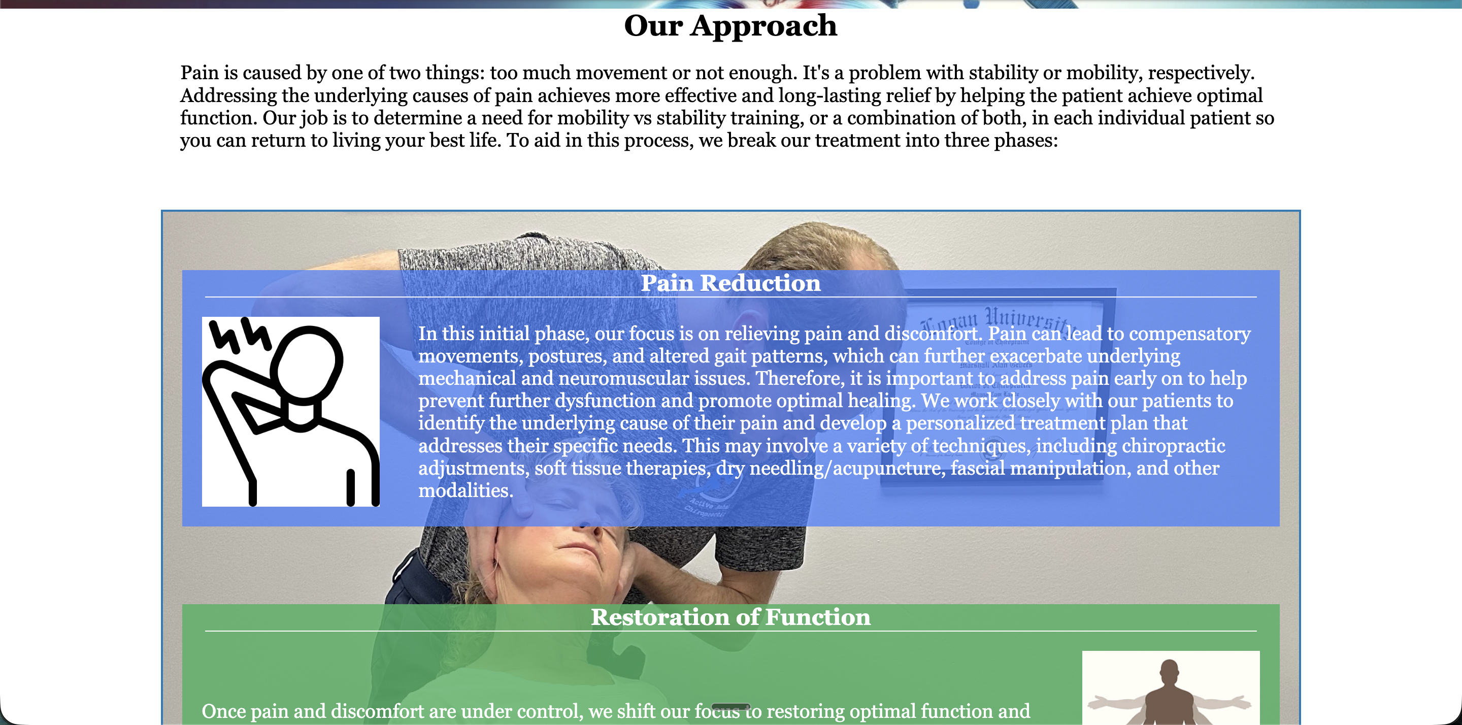 Active Rehab Chiropractic previous services page