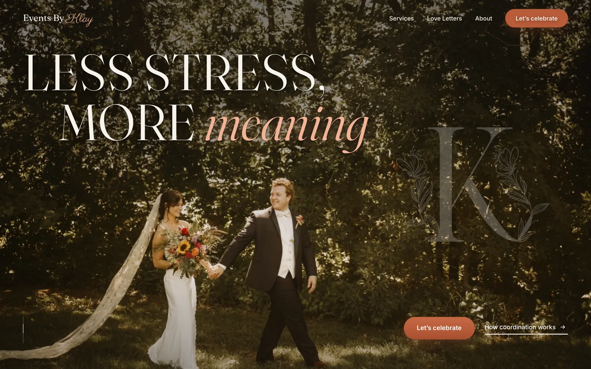 Events By Klay desktop homepage