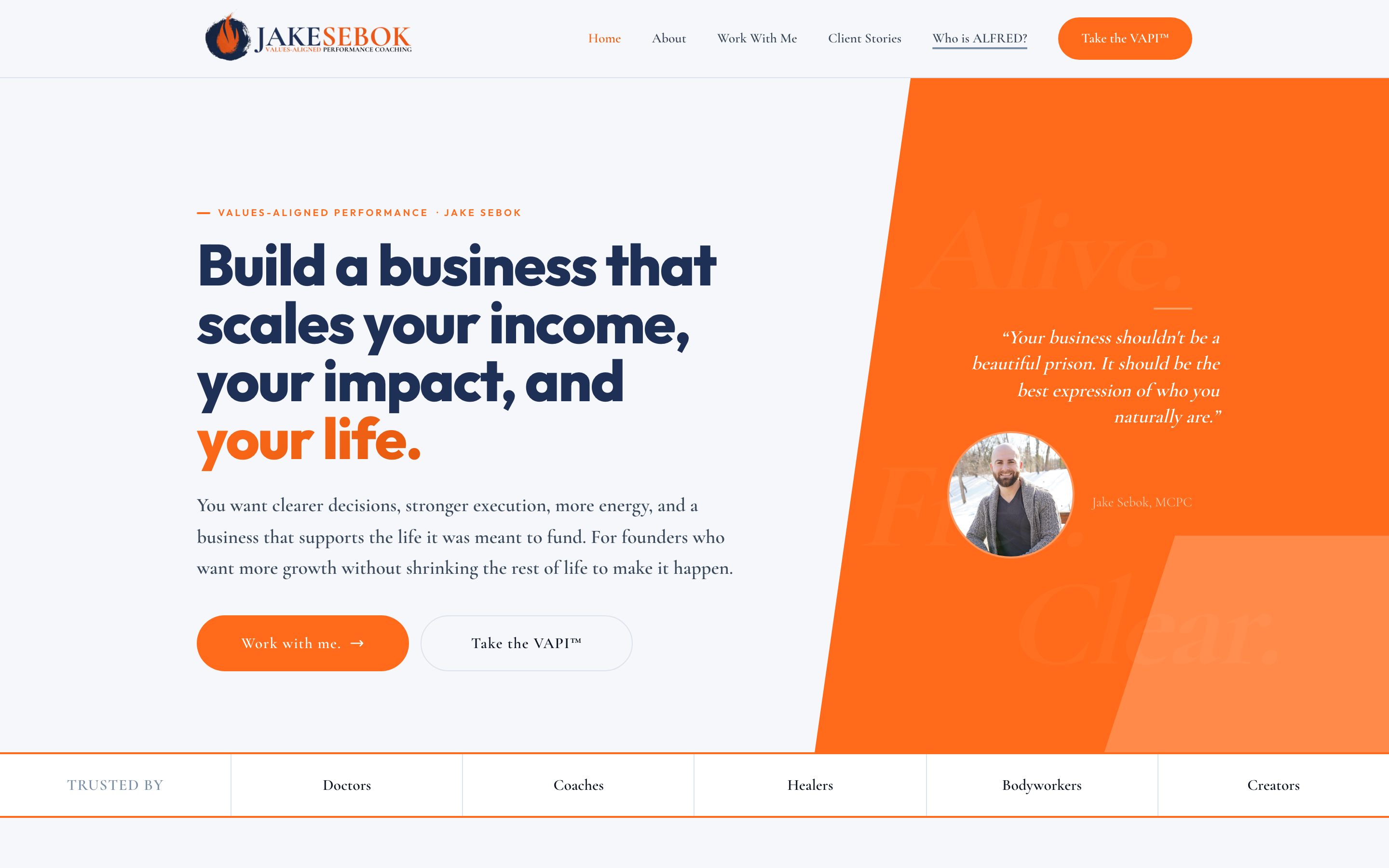 Jake Sebok desktop homepage