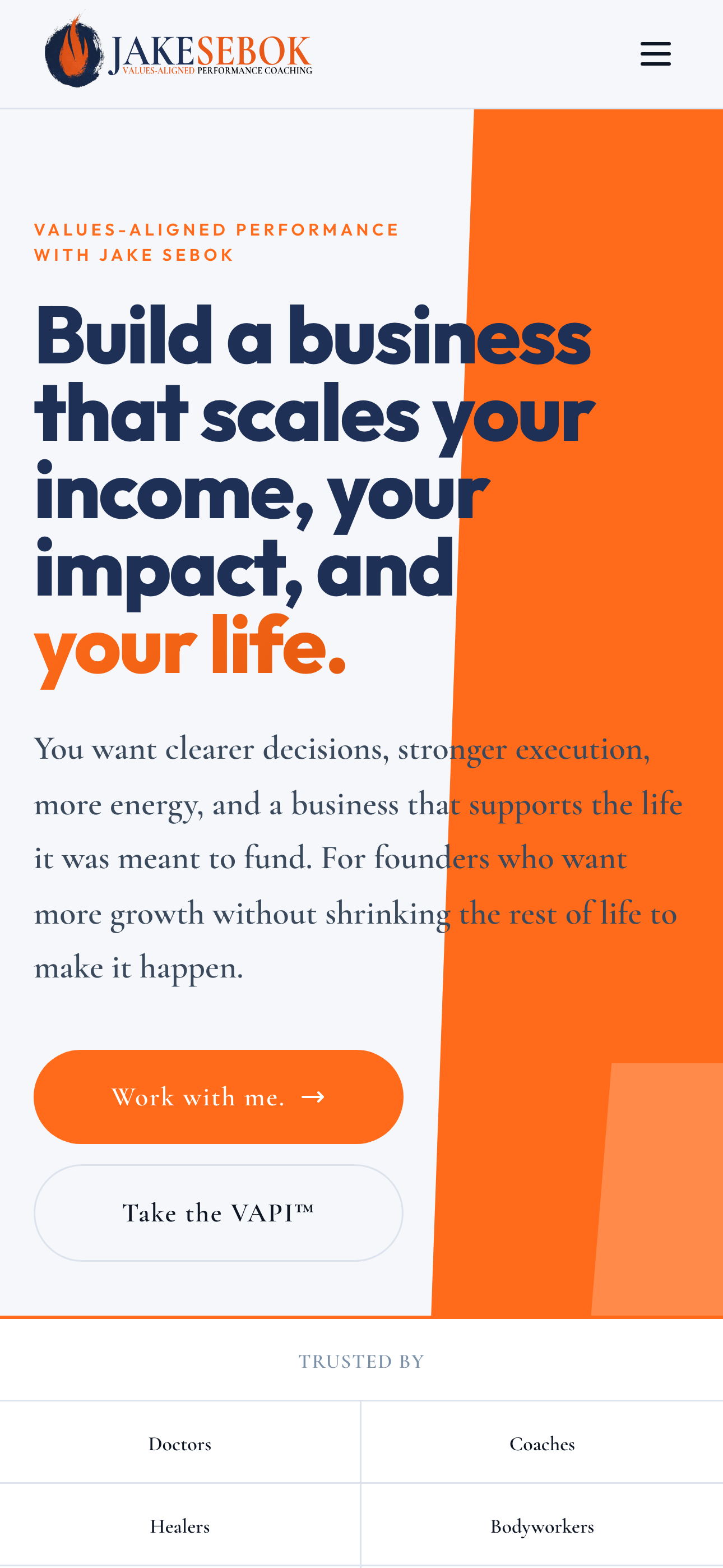 Jake Sebok mobile homepage