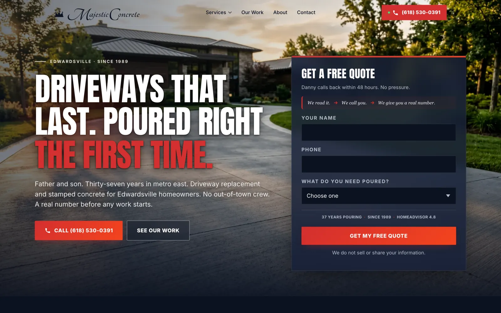 Majestic Concrete homepage